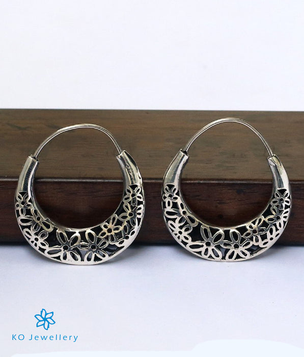 The Floral Silver Hoops
