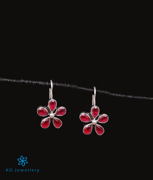 The Arpita Silver Gemstone Earrings(Red)