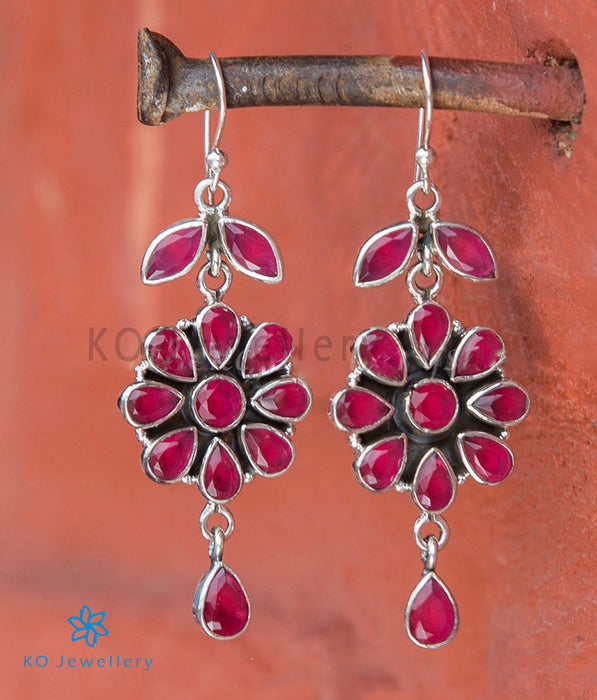 The Kriti Silver Earrings- Red