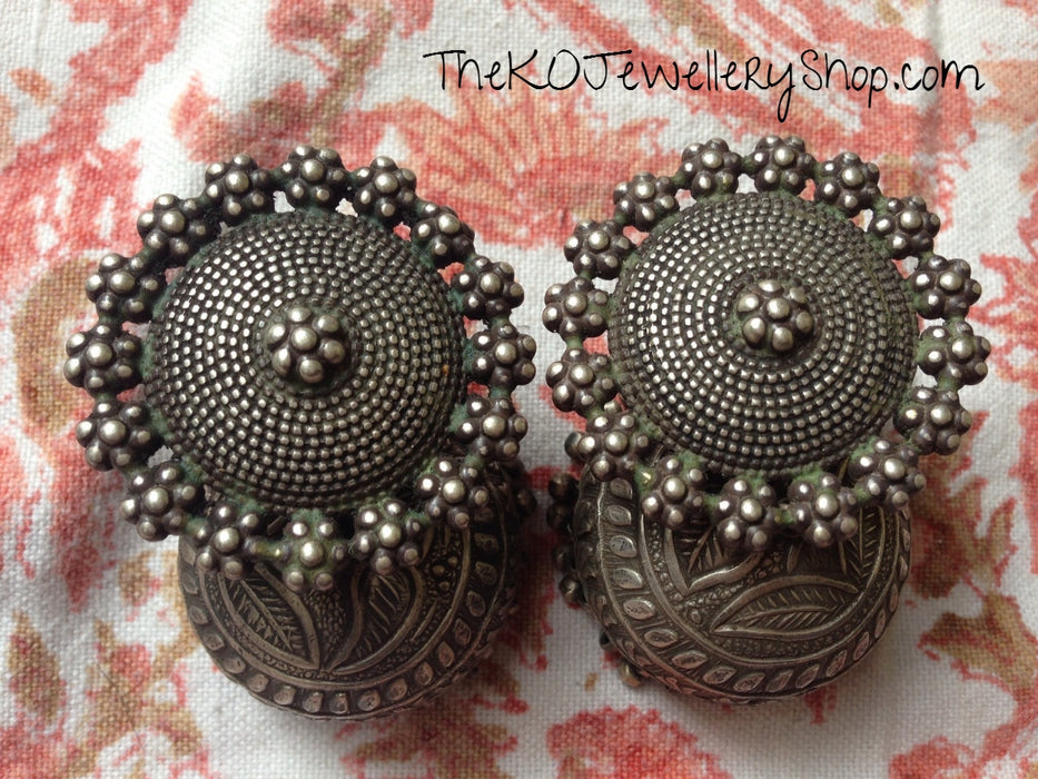 The Suryakanti Silver Jhumka - KO Jewellery
