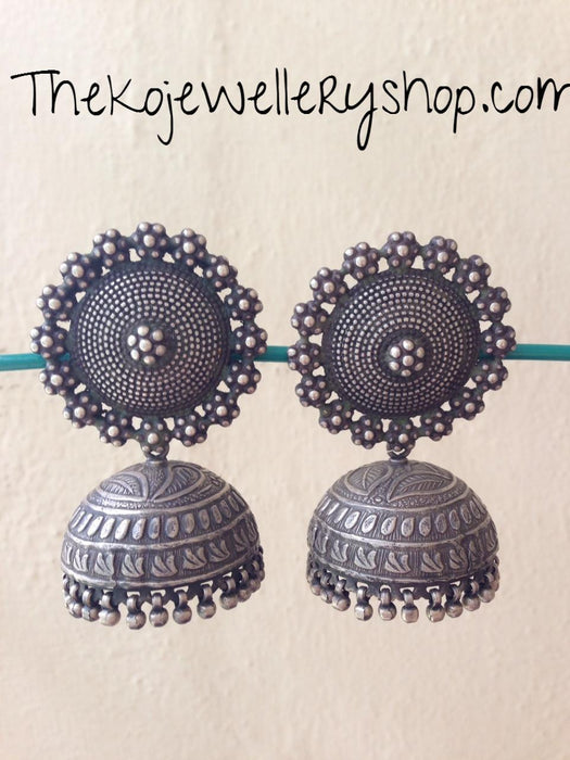 The Suryakanti Silver Jhumka - KO Jewellery