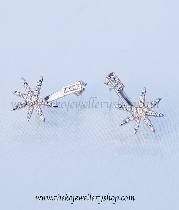 Hand crafted silver star ear jackets shop online