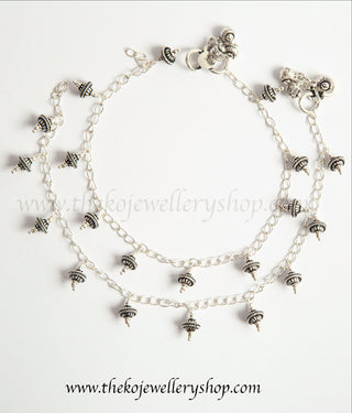 everyday wear pure silver oxidised anklets buy online