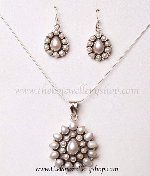 925 sterling silver pearl pendant set for women